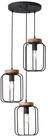 Brilliant Pendelleuchte Tosh, ohne Leuchtmittel, 3flg Rondell antik holz/schwarz