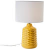 Brilliant Tischlampe Ilysa Stoffschirm weiß, Keramikfuß gelb