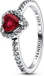 Pandora Fingerring Pandora Ausgepr&auml;gtes Rotes Herz Ring 198421C02 Damenring