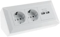 ChiliTec USB-Verteiler CHILITEC Steckdosenblock 23650, 2-fach, 2x USB-A, 16A/250V,