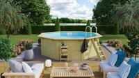 Karibu Achteckpool Massivholzpool kdi Schwimmbecken Gartenpool, Massivholz,