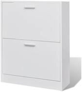 vidaXL Schuhschrank Wei&szlig;er Holz-Schuhschrank mit 2 Schuhkippern