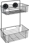 WENKO Duschregal Vacuum-Loc&reg; Wandregal 2 Etagen Bari Schwarz, 2 Etagen