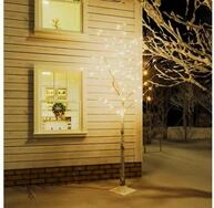vidaXL K&uuml;nstlicher Weihnachtsbaum vidaXL LED-Birke Warmwei&szlig; 128 LEDs 220 cm