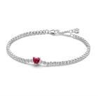 Pandora Tennisarmband Damen-TennisRotes Funkelndes Silber