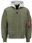 Bomberjacke ALPHA INDUSTRIES "MA-1 Zip Hood Back EMB", Herren, Gr. S, gr&uuml;n (sage,