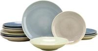 CreaTable Teller-Set Geschirr-Set Reactive (12-tlg), 4 Personen, Steinzeug,...