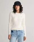 Gant Strickpullover STRETCH COTTON CABLE C-NECK mit Logostickerei auf der Brust