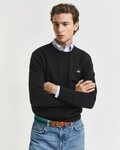 Gant Rundhalspullover CLASSIC COTTON C-NECK Premium Strickpullver aus weicher 100%