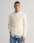 Strickpullover GANT "COTTON CABLE C-NECK", Herren, Gr. M, beige (cream),