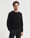 Rundhalspullover GANT "COTTON PIQUE C-NECK", Herren, Gr. S, schwarz, Strick,