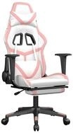 vidaXL Gaming-Stuhl Gaming-Stuhl mit Fu&szlig;st&uuml;tze Wei&szlig; und Rosa Kunstleder (1...