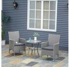 Outsunny Sitzgruppe Polyrattan Outdoor Lounge Balkonm&ouml;bel mit 2 St&uuml;hle, Tisch
