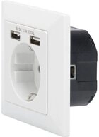 Digitus Steckdose Digitus DA-70613 Unterputz-Steckdose mit USB Wei&szlig;