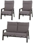 Siena Garden Gartenlounge-Set Valencia, (3-tlg., 1x Bank, 2x Sessel),
