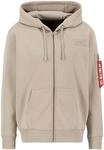 Kapuzensweatjacke ALPHA INDUSTRIES "Back Print Zip Hoody", Herren, Gr. S, beige