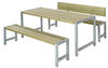PLUS Garten-Essgruppe Plankengarnituren, (3-tlg), bestehend aus: Tisch und 2...