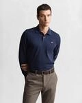 Poloshirt GANT "REG SHIELD LS PIQUE RUGGER", Herren, Gr. S, blau (evening blau),