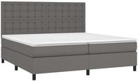 vidaXL Bett Boxspringbett mit Matratze Grau 200x200 cm Kunstleder