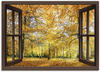 Artland Wandbild Fensterblick - Herbstwald Panorama, Fensterblick (1 St), als