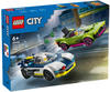 LEGO® Konstruktionsspielsteine Verfolgungsjagd mit Polizeiauto und Muscle Car
