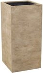 VIVANNO Pflanzk&uuml;bel Fiberglas BLOCK S&auml;ule - Streifenbeige Gestreift (1 St),