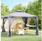 Outsunny Pavillon Gartenpavillon Wasserdicht Stabil, Garten-Pavillon Metall Hellgrau,