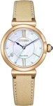 Citizen Solaruhr EM1073-18D, Armbanduhr, Damenuhr, Lederarmband, Saphirglas