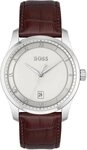 BOSS Quarzuhr PRINCIPLE 1514114, Herrenuhr, Armbanduhr, Datum, Lederarmband
