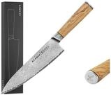 KLAMER Damastmesser Chefmesser 20cm Olive, extra scharfes K&uuml;chenmesser, echter