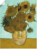 Artland Wandbild Vase mit Sonnenblumen. 1888, Blumen (1 St), als Leinwandbild,