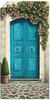 Art-Land Blaue Tür mit Kletterrosen 50x100cm