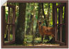 Artland Wandbild Fensterblick - Hirsch 4 - Wald, Fensterblick (1 St), als