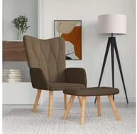 vidaXL Relaxsessel, Relaxsessel mit Hocker Braun Stoff