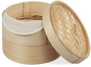 relaxdays D&auml;mpfeinsatz Dampfgarer Bambus 2 Etagen 20,5 cm, (3-tlg)