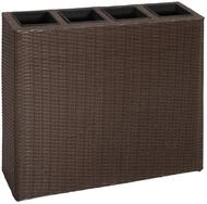 vidaXL Hochbeet, Garten-Hochbeet mit 4 T&ouml;pfen 2 Stk. Poly Rattan Braun