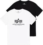 Rundhalsshirt ALPHA INDUSTRIES "Basic T 2 Pack", Herren, Gr. M, schwarz-wei&szlig;