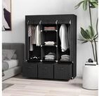 HOMCOM Stoffschrank Kleiderschrank mit Kleiderstangen und Schubladen (Faltbare