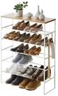 Yamazaki Schuhregal TOWER 6-st&ouml;ckiges Schuhregal mit Holzablage, Stahl / Holz,