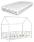 en.casa Kinderbett, &raquo;Sisimiut&laquo; Hausbett mit Matratze 70 x 140 cm Wei&szlig;
