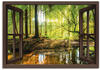 Artland Wandbild Fensterblick - Wald mit Bach, Wald (1 St), als Leinwandbild,...