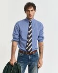 Gant Langarmhemd REG POPLIN GINGHAM SHIRT mit Logostickerei auf der Brust