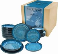 CreaTable Teller-Set Nordic Fjord (18-tlg), 6 Personen, Steinzeug, je 6...