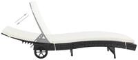 vidaXL Gartenliege, Sonnenliege mit Rollen und Auflage Poly Rattan Schwarz