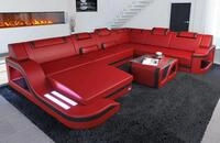 Sofa Dreams Wohnlandschaft Ledercouch Sofa Leder Palermo XXL U Form Ledersofa, Couch,