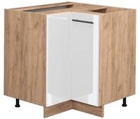 Vicco Eckunterschrank Fame-Line, Wei&szlig; Hochglanz/Goldkraft Eiche, 80.5 cm ohne