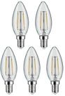 Paulmann LED-Leuchtmittel 5er Pack Kerze 470lm 2700K klar 230V, E14, 5 St.,...