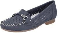 Mokassin RIEKER, Damen, Gr. 36, blau (dunkelblau), Nubuklederimitat, Schuhe Mokassin,