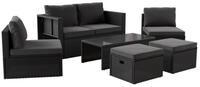 Juskys Gartenlounge-Set Salou, (6-tlg), f&uuml;r 6 Personen, Polyrattan, Glasplatte,