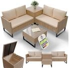 Juskys Gartenlounge-Set Santorini, (4-tlg), Polyrattan Sitzgruppe mit...